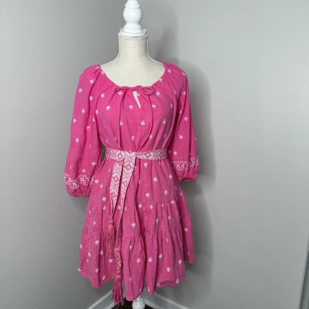 A Loves A Pink Bohemian Dress with Embroidered Details - Picture 3 of 5